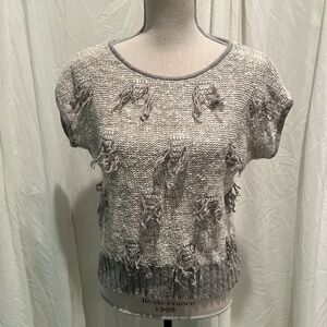 Elegant Gray Women's Short Sleeve Sweater